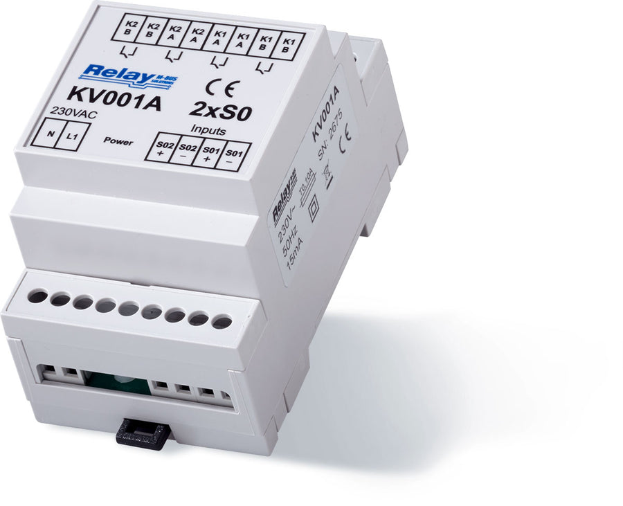 2-kanals S0-konverter og impulsdobler, 230 V AC, til DIN-skinne